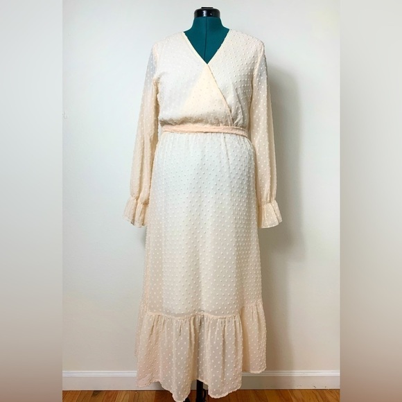 Women’s Long Sleeve Blush Pink Dress, Size Medium, A-line Baptism Easter - Picture 2 of 5